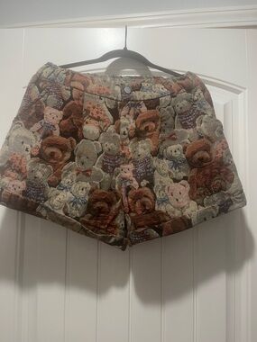 SHEIN Multicolor Teddy Bear Tapestry High-Waist Shorts